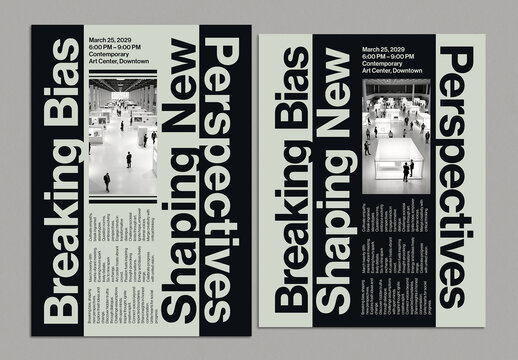 International Swiss Style Layout Template with Vertical Typography