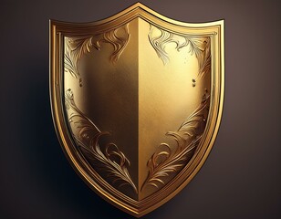 a gold shield with a textured edge