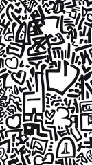 Obraz premium Intricate black and white abstract patterns showcasing dynamic lines and shapes 