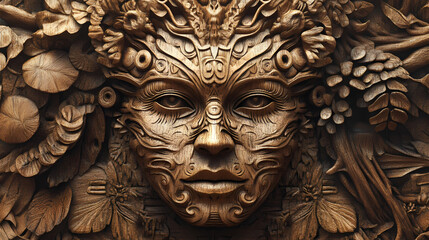 intricate handcarved wooden symbolism
