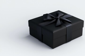 Black box with a black ribbon tied around it