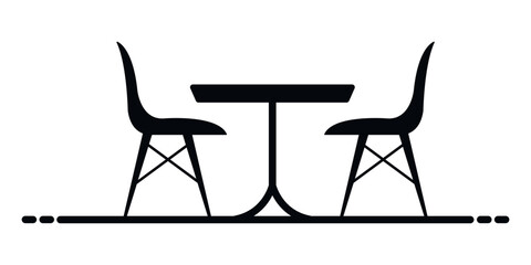 Dining table icon, dining table silhouette icon vector, flat trendy style dining table with chair icon vector isolated on white background.