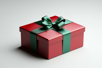 Obraz premium Red box with a green bow on top of it