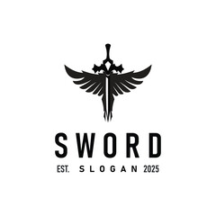 Black silhouette design logo sword war equipment impression blade power