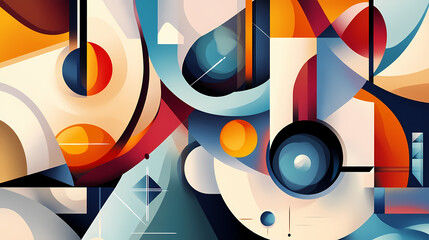 Abstract theme in literature represented by symbolic shapes and colors. Symbolic Motifs. Illustration