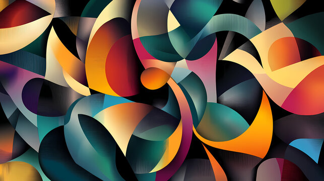 Abstract theme in literature represented by symbolic shapes and colors. Symbolic Motifs. Illustration