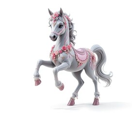 Horse on isolated white background. 3d render