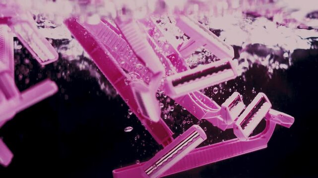 Pink Razers Drop in Water