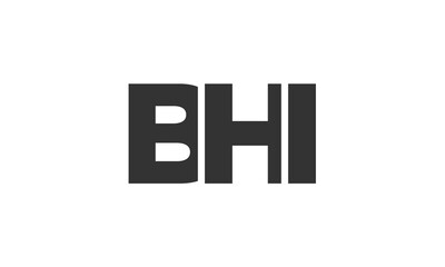 BHI logo design template with strong and modern bold text. Initial based vector logotype featuring simple and minimal typography. Trendy company identity.