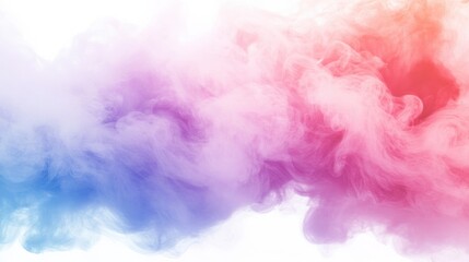 Fototapeta premium Colorful smoke swirling in mesmerizing patterns against a bright white background in a creative composition. Generative AI