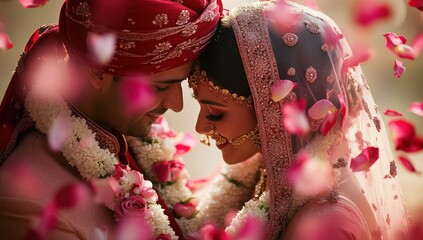 Romantic Indian Wedding Couple Portrait