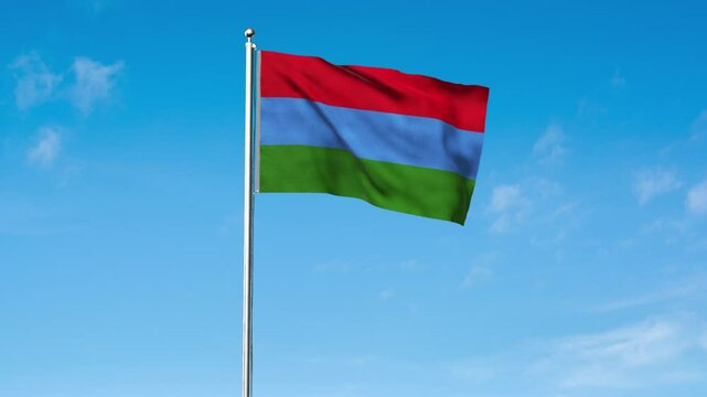 High detailed flag of Karelia. National Karelia flag. 3D Render.