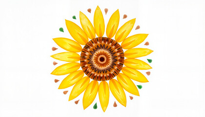 Decorative sunflower mandala with vibrant yellow petals