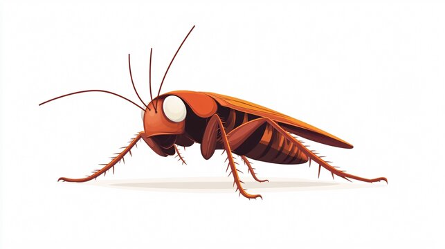 Running Scared Cockroach Cartoon Illustration of a Comical and Frightened Insect Fleeing in Panic, Suitable for Design Projects Involving Pests, Hygiene, and Fearful Animals