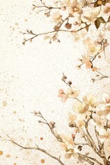 Fototapeta premium Golden flowers pattern japanese style art background decorative wallpaper