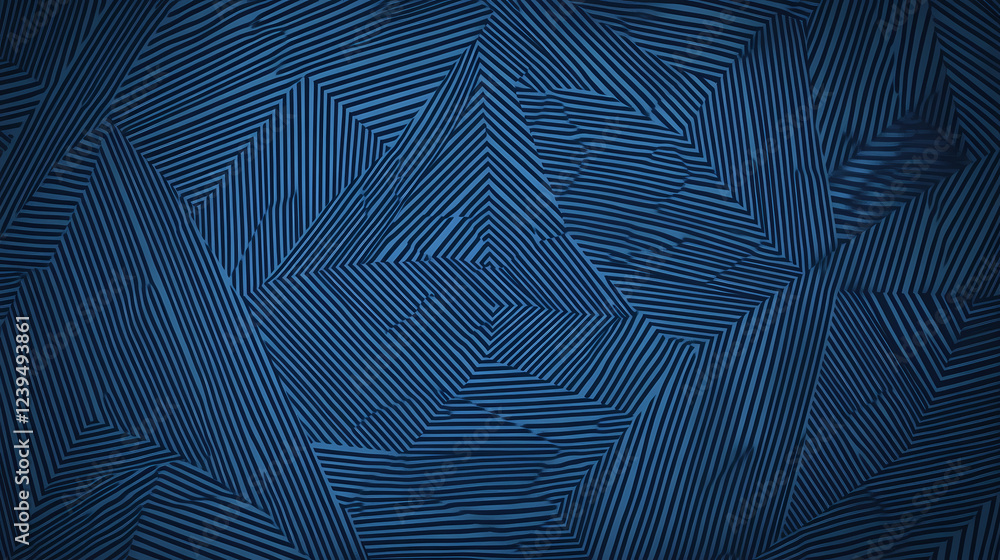 Wall mural navy blue concentric gradient triangles line pattern vector illustration for background, graphic, el