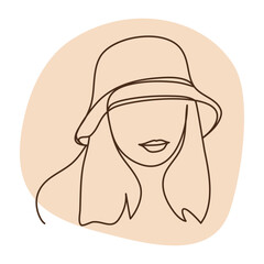 Hand drawn woman vector lineart illustration. One Line style drawing. Woman Line Art Minimalist Logo