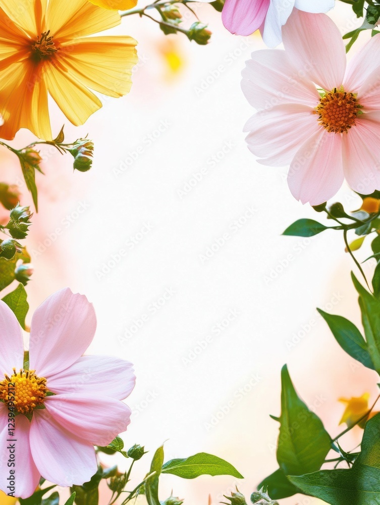 Leinwandbilder bright flowers frame a soft background in a natural setting full of color and life during daylight h