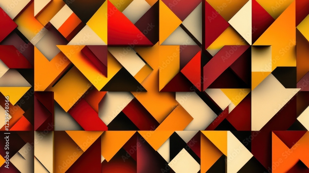 Poster geometric abstract with warm tones and dynamic overlapping shapes design