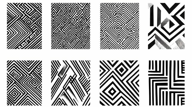 **minimalist black and white geometric patterns with high contrast and sharp lines. Geometric Patterns. Illustration
