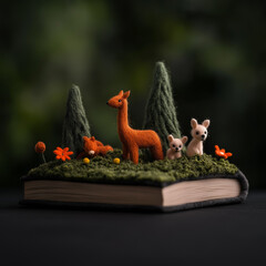 Fototapeta premium Eine fantastische Tierwelt in einem Märchenbuch, beleuchtet von innen