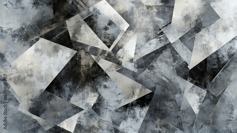 Poster abstract geometric shapes with textured surfaces creating a modern art pattern