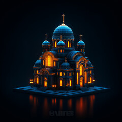 Obraz premium Futuristische digitale Architektur mit leuchtenden Linien und Strukturen