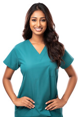 Fototapeta premium Indian female doctor portrait scrubs adult.