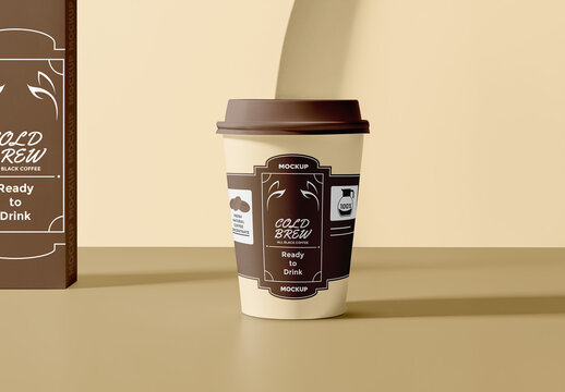 Cup Coffee Mockup on Neutral Background