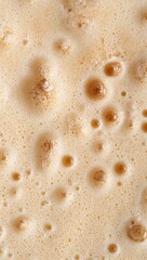 Macro foam bubbles on latte with intricate patterns
