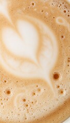 Macro foam bubbles on latte with intricate patterns