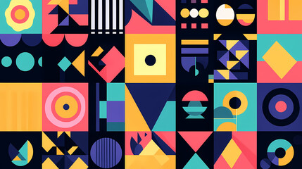 Obraz premium Brightly colored geometric patterns, created with generative ai. Geometric Patterns. Illustration