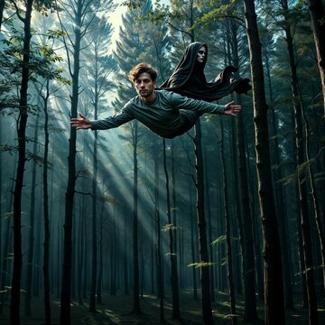pesadilla de un hombre volando al lado de la parca