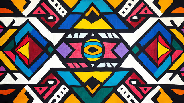Colorful geometric ndebele art pattern on south african textile fabric, ndebele, traditional, art, pattern, south african. Geometric Patterns. Illustration