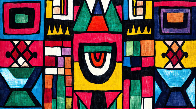 Colorful geometric ndebele art pattern on south african textile fabric, ndebele, traditional, art, pattern, south african. Geometric Patterns. Illustration