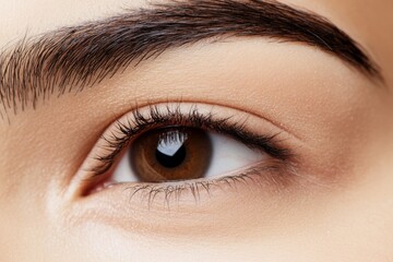 Obraz premium Woman's eye with a dark brown eyeliner