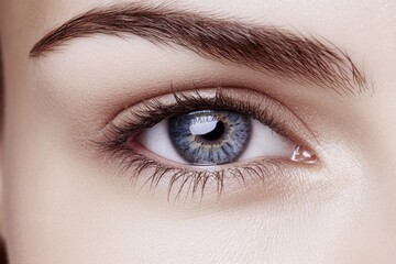 Obraz premium Woman's eye with a light blue iris