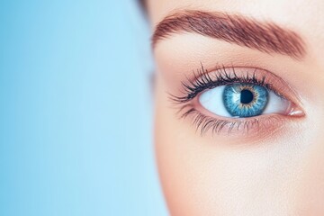 Woman with long eyelashes and a blue eye