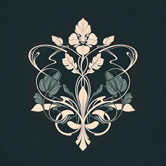 Elegant Art Nouveau Floral Ornament, Vintage Decorative Pattern