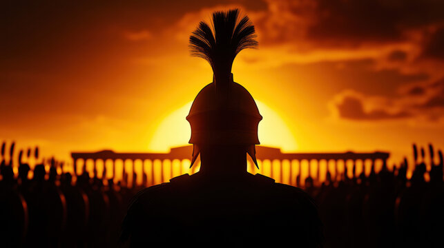Elysium, A Greek warrior stands proudly at the gates of Elysium in this high-fidelity image.