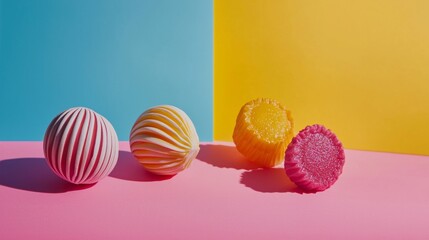 Obraz premium Pastel-colored decorative balls on a vibrant background