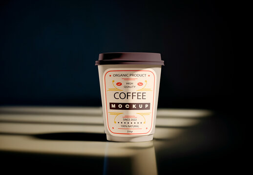 Coffee Cup with Lid in Dark Background