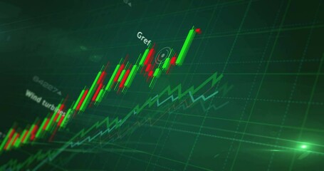 Green energy clean power and sustainable economy charts and graphs diagram seamless and loopable concept - Powered by Adobe