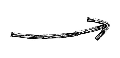 Hand drawn simple arrow drawn with wax crayon, chalk or charcoal. Uneven dry texture for underlining highlighting. Pencil drawn lines, strikethrough, grungy vector isolated on white