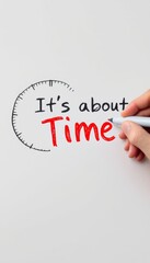 Fototapeta premium Urgent handdrawn clock and text emphasizing timely action with a marker