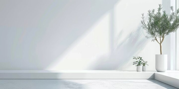 A modern and sophisticated scene against a stark white backdrop, Sleek design with minimalistic details, Contemporary minimalist style