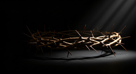 Fototapeta premium crown of thorns isolated on black, jesus Christ