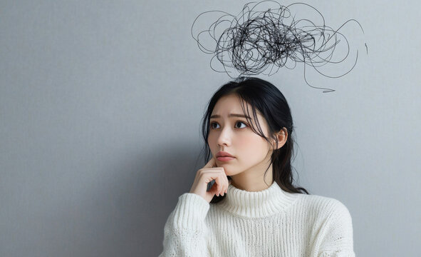 困った表情の女性
