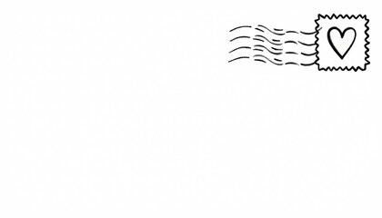 Sticker with a snail mail envelope decorated with a heart stamp on a white background, simple and sweet design concept