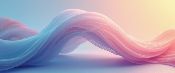 Obraz premium A stunning display of soft, flowing fabric in pastel hues creates a serene and dreamy atmosphere. The gentle curves and gradients of blue and pink evoke feelings of tranquility and elegance, inviting